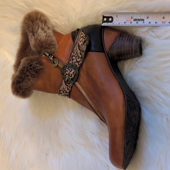 Finesse Brown Fur-Trimmed Heeled Boots - Picture 6 of 10